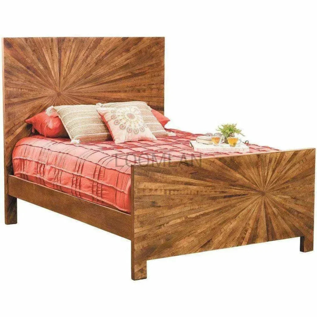 Sunburst Reclaimed Wood Bed Frame - LOOMLAN - LOOMLAN - Beds