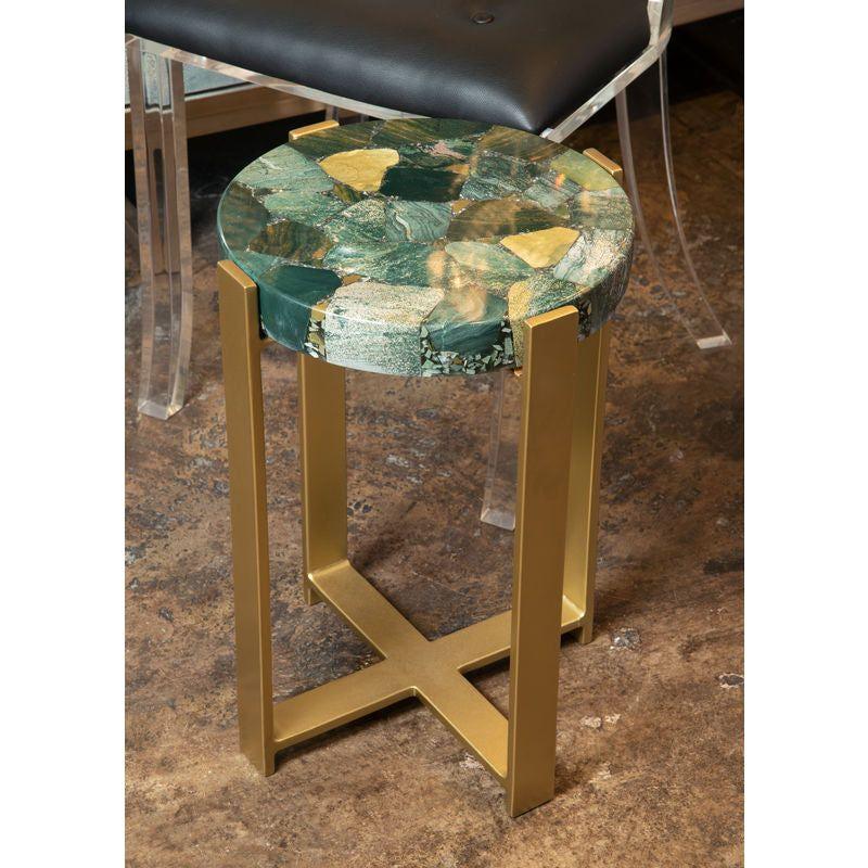 Jasper Green Stone Top Round Accent Table - LOOMLAN - Wildwood - Side Tables