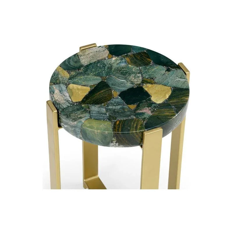 Jasper Green Stone Top Round Accent Table - LOOMLAN - Wildwood - Side Tables