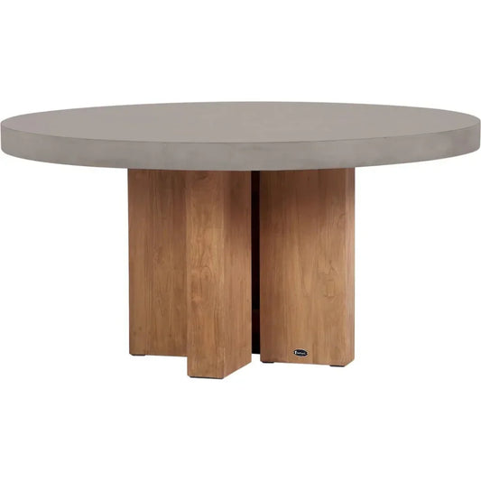 Java Outdoor Teak & Concrete Dining Table - Slate Gray-Outdoor Dining Tables-Seasonal Living-LOOMLAN