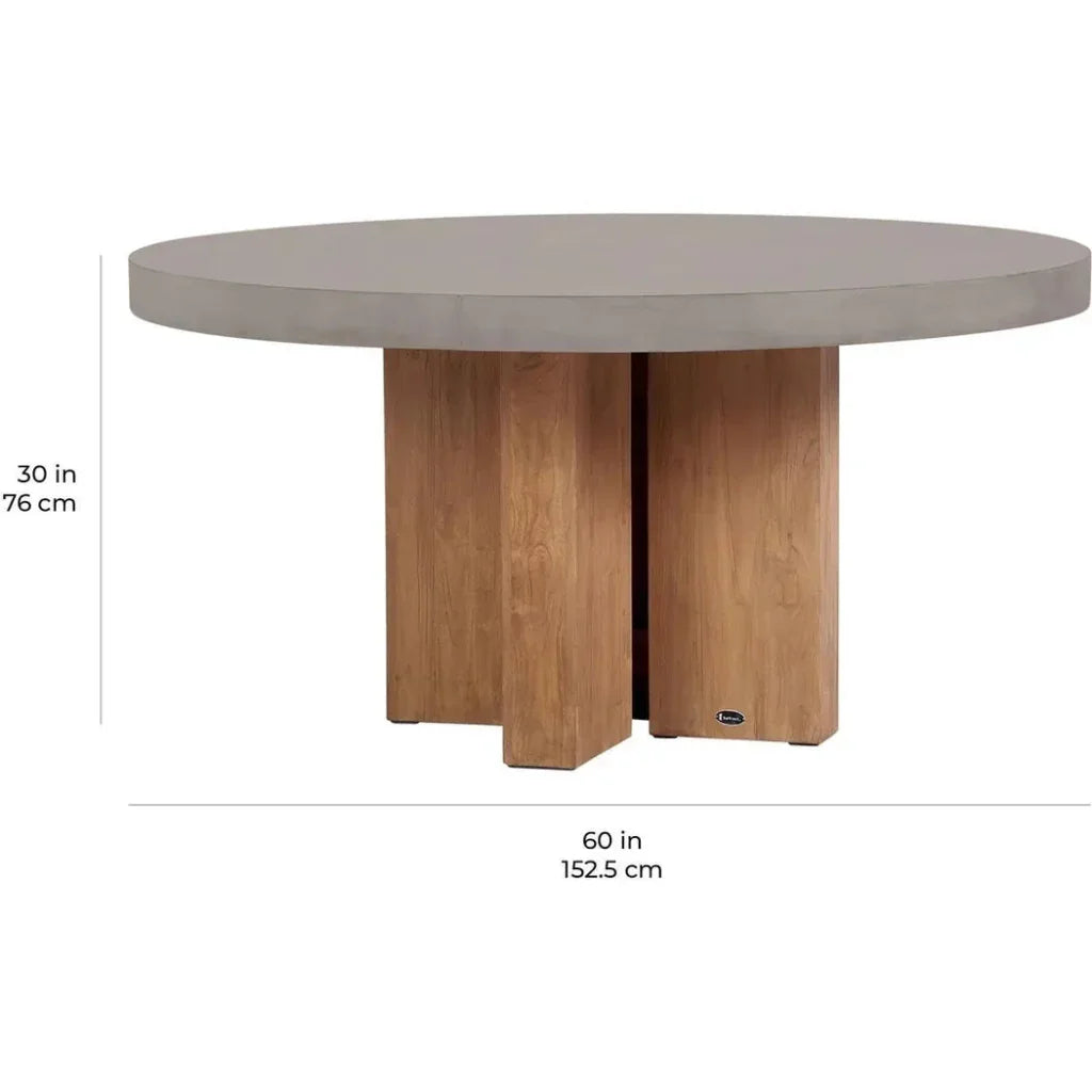 Java Outdoor Teak & Concrete Dining Table - Slate Gray-Outdoor Dining Tables-Seasonal Living-LOOMLAN