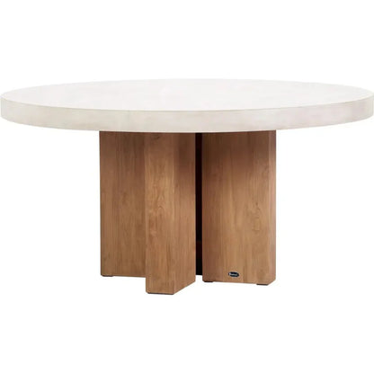 Java Outdoor Teak & Concrete Dining Table - White-Outdoor Dining Tables-Seasonal Living-LOOMLAN