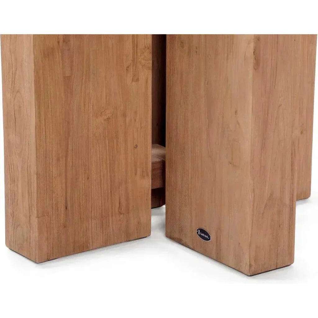 Java Outdoor Teak & Concrete Dining Table - White-Outdoor Dining Tables-Seasonal Living-LOOMLAN