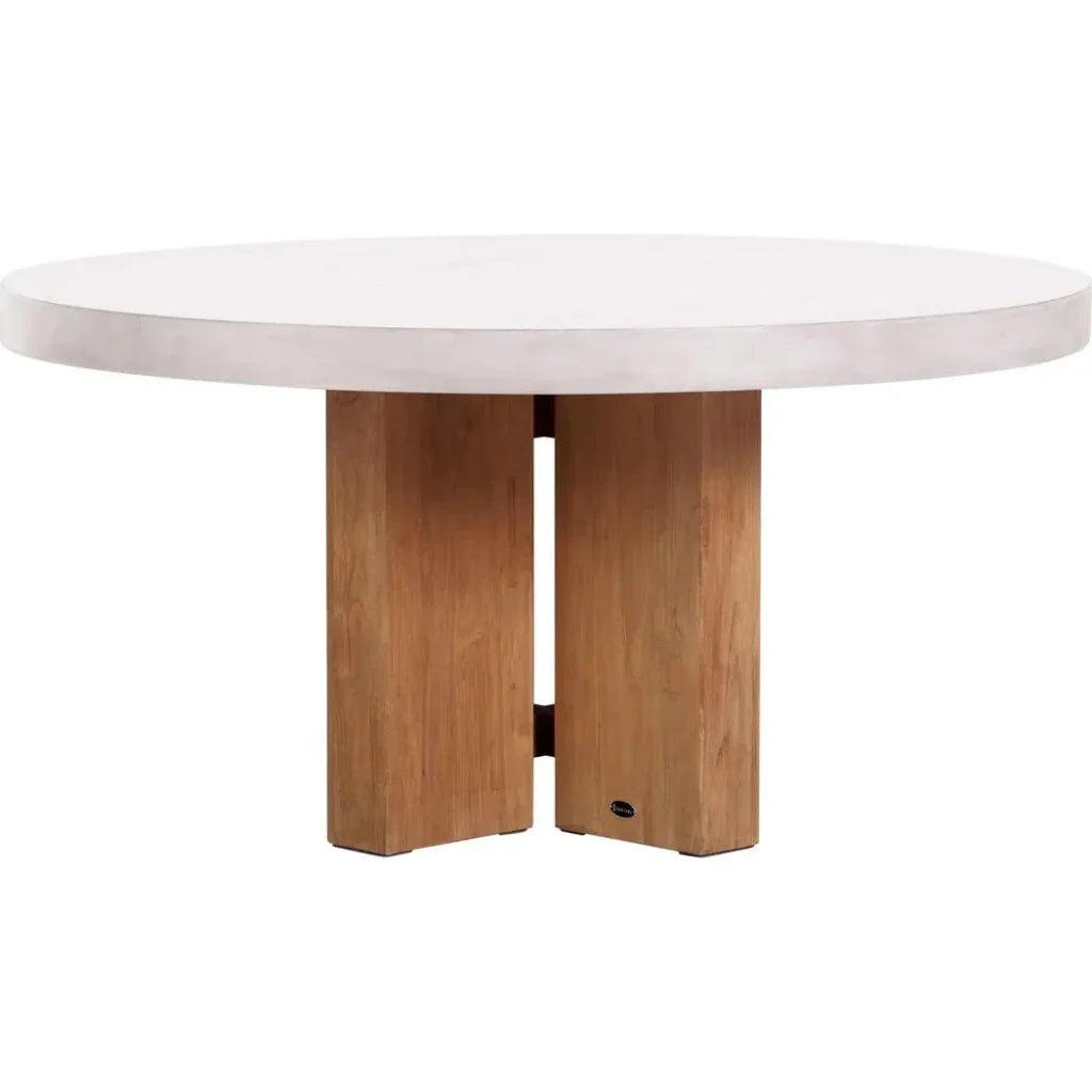 Java Outdoor Teak & Concrete Dining Table - White-Outdoor Dining Tables-Seasonal Living-LOOMLAN