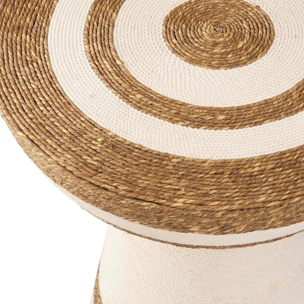 Jayce Iron and Jute Brown Round Accent Table - LOOMLAN - Bassett Mirror - Side Tables