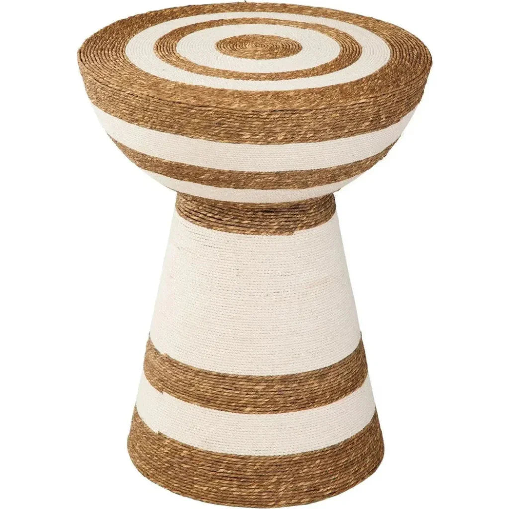 Jayce Iron and Jute Brown Round Accent Table - LOOMLAN - Bassett Mirror - Side Tables