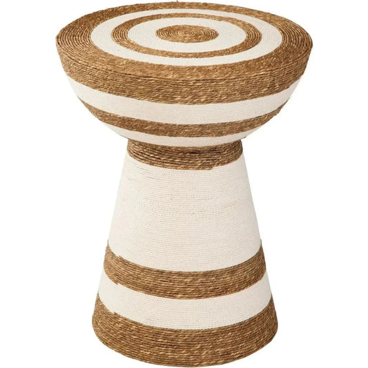 Jayce Iron and Jute Brown Round Accent Table - LOOMLAN - Bassett Mirror - Side Tables