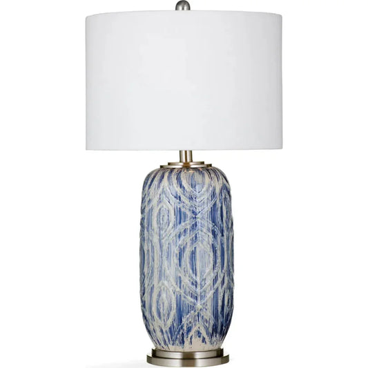 Jeers Ceramic and Metal Blue Table Lamp - LOOMLAN - Bassett Mirror - Table Lamps