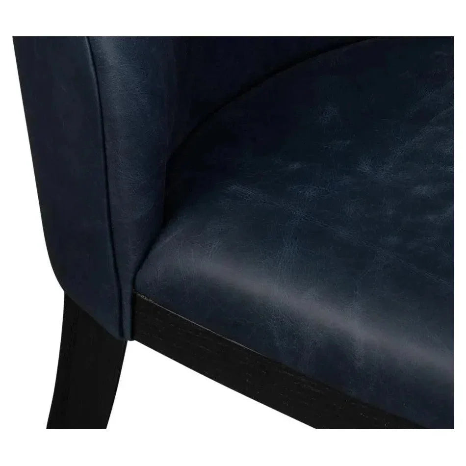 Jefferson Distilled Leather & Wood Blue Dining Chair - LOOMLAN - Sarreid - Dining Chairs