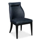 Jefferson Distilled Leather & Wood Blue Dining Chair - LOOMLAN - Sarreid - Dining Chairs
