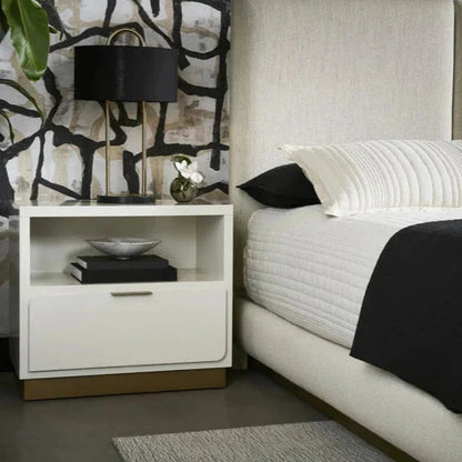 Jenkins Steel Based Wooden Cream Nightstand - LOOMLAN - SUNPAN - Nightstands