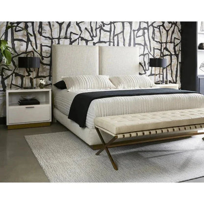 Jenkins Steel Based Wooden Cream Nightstand - LOOMLAN - SUNPAN - Nightstands