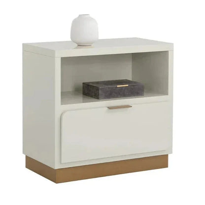 Jenkins Steel Based Wooden Cream Nightstand - LOOMLAN - SUNPAN - Nightstands