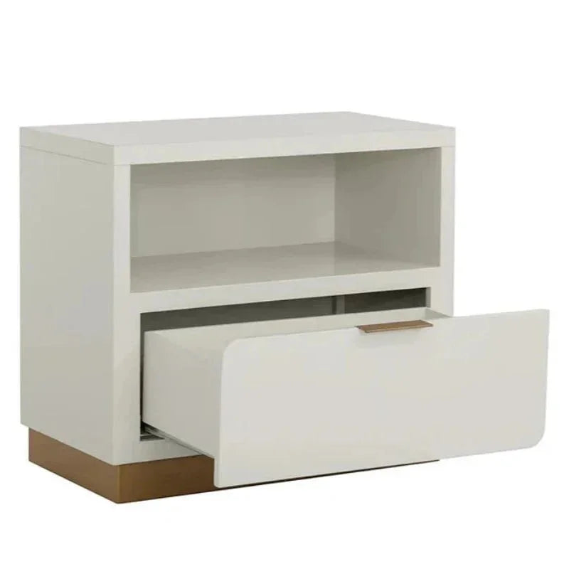 Jenkins Steel Based Wooden Cream Nightstand - LOOMLAN - SUNPAN - Nightstands