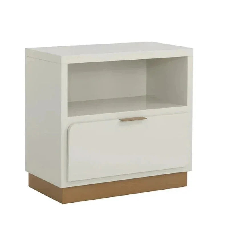 Jenkins Steel Based Wooden Cream Nightstand - LOOMLAN - SUNPAN - Nightstands