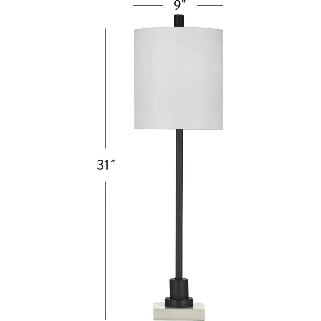 Jess White Marble and Metal Table Lamp - LOOMLAN - Table Lamps