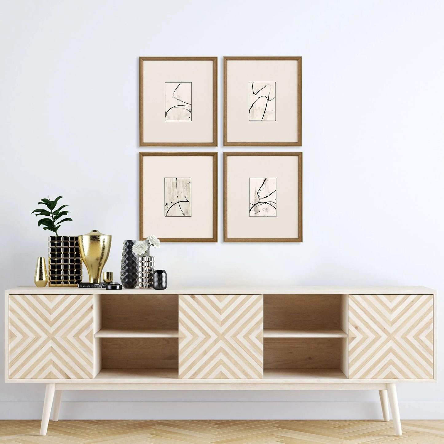 Jete Wood Black Framed Wall Art 4PC