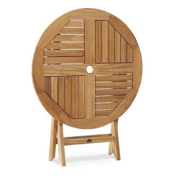 Jett 47-inch Round Teak Outdoor Folding Dining Table-Outdoor Dining Tables-HiTeak-LOOMLAN