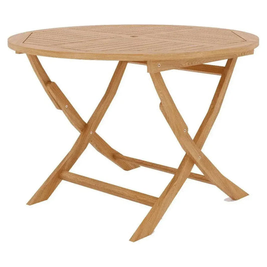 Jett 47-inch Round Teak Outdoor Folding Dining Table-Outdoor Dining Tables-HiTeak-LOOMLAN