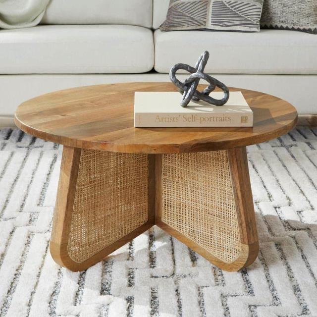 Jeylira Cane Base Round Coffee Table