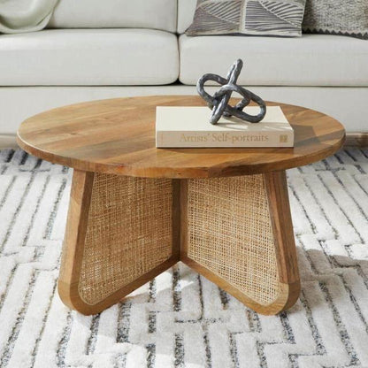 Jeylira Cane Base Round Coffee Table