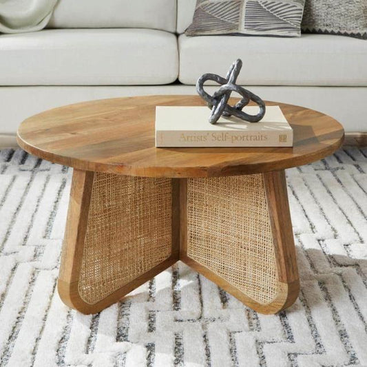 Jeylira Cane Base Round Coffee Table