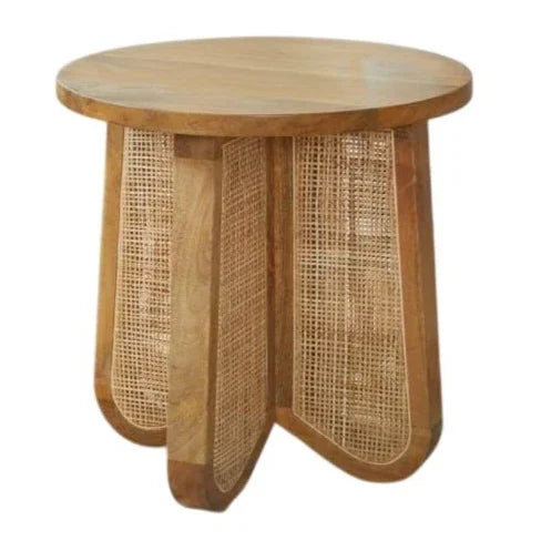 Jeylira Cane Base Round Lamp Table