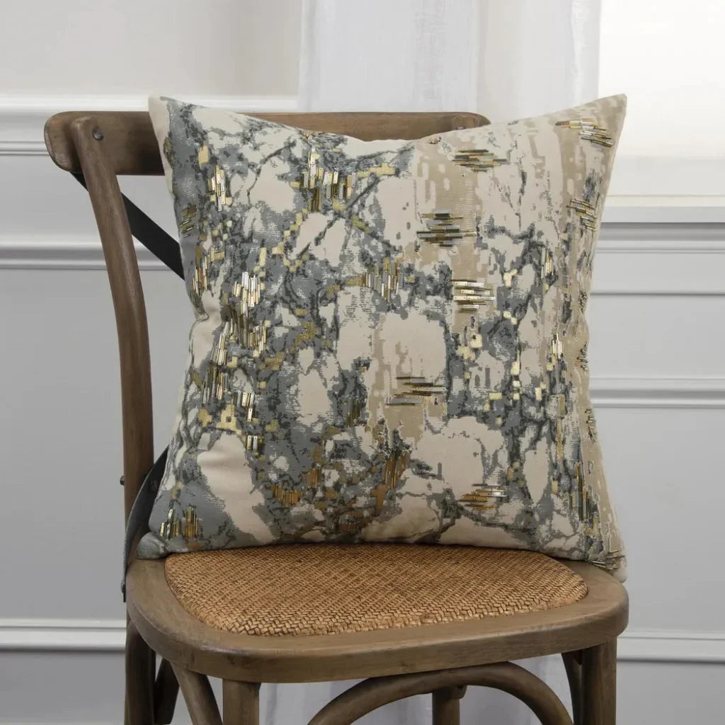 Jimmy Gray & Gold Pillow With Insert - LOOMLAN - LOOMLAN - Throw Pillows