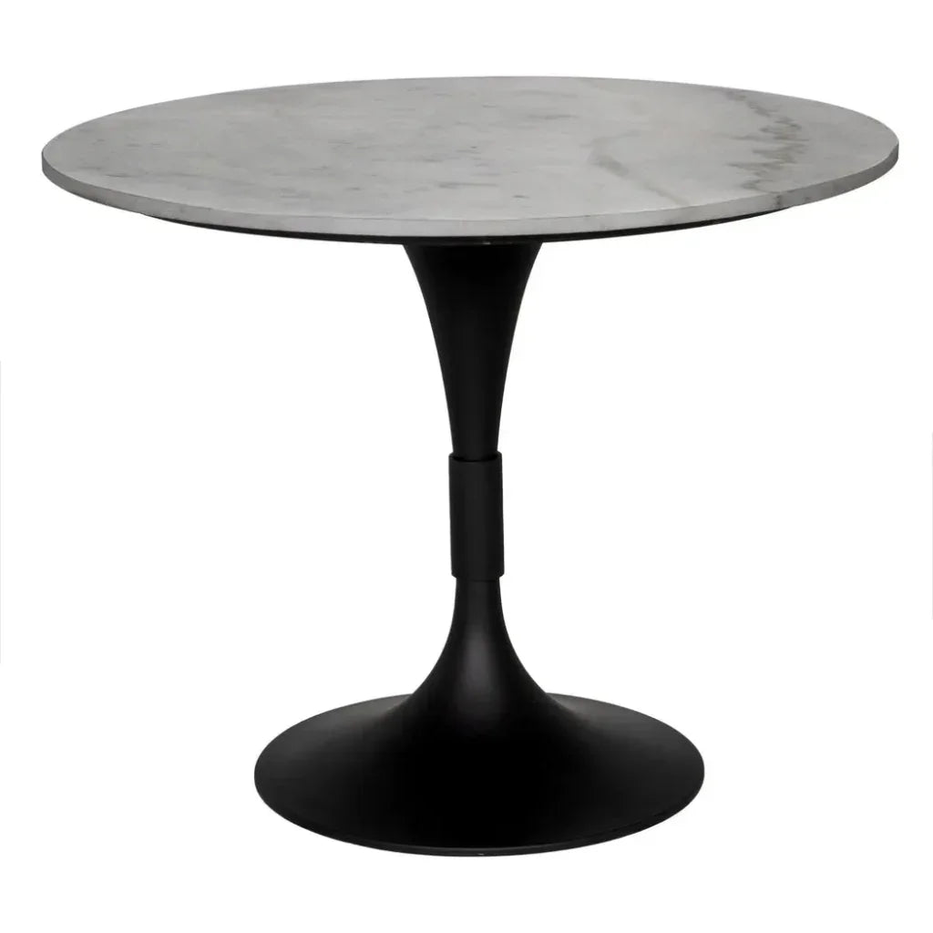 Jmna Round Marble Top Dining Table-Dining Tables-Noir-Black-LOOMLAN