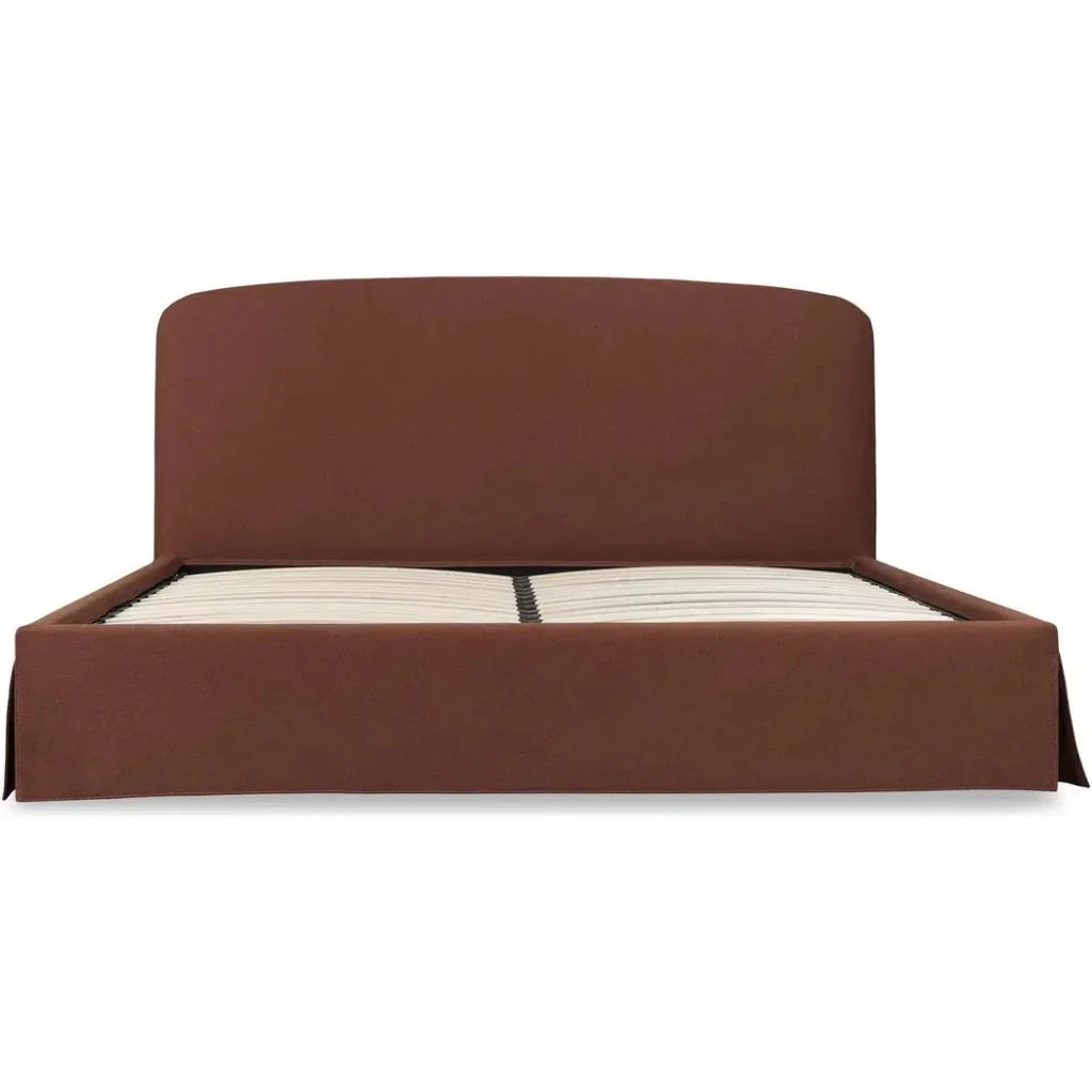 Joan Upholstered Brown Rust Bed With Storage - LOOMLAN - Moe's Home - Beds