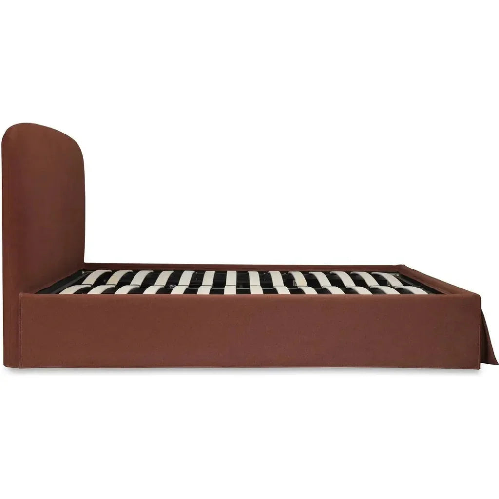 Joan Upholstered Brown Rust Bed With Storage - LOOMLAN - Moe's Home - Beds