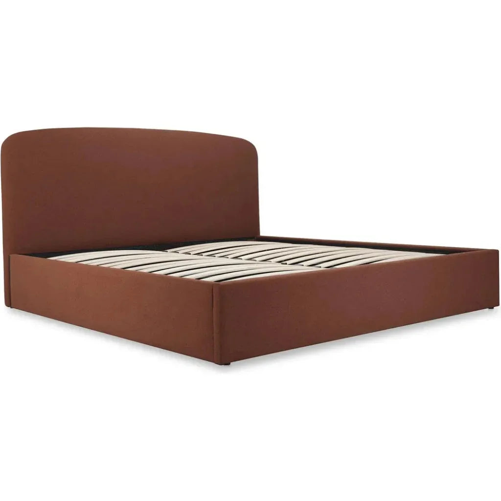 Joan Upholstered Brown Rust Bed With Storage - LOOMLAN - Moe's Home - Beds