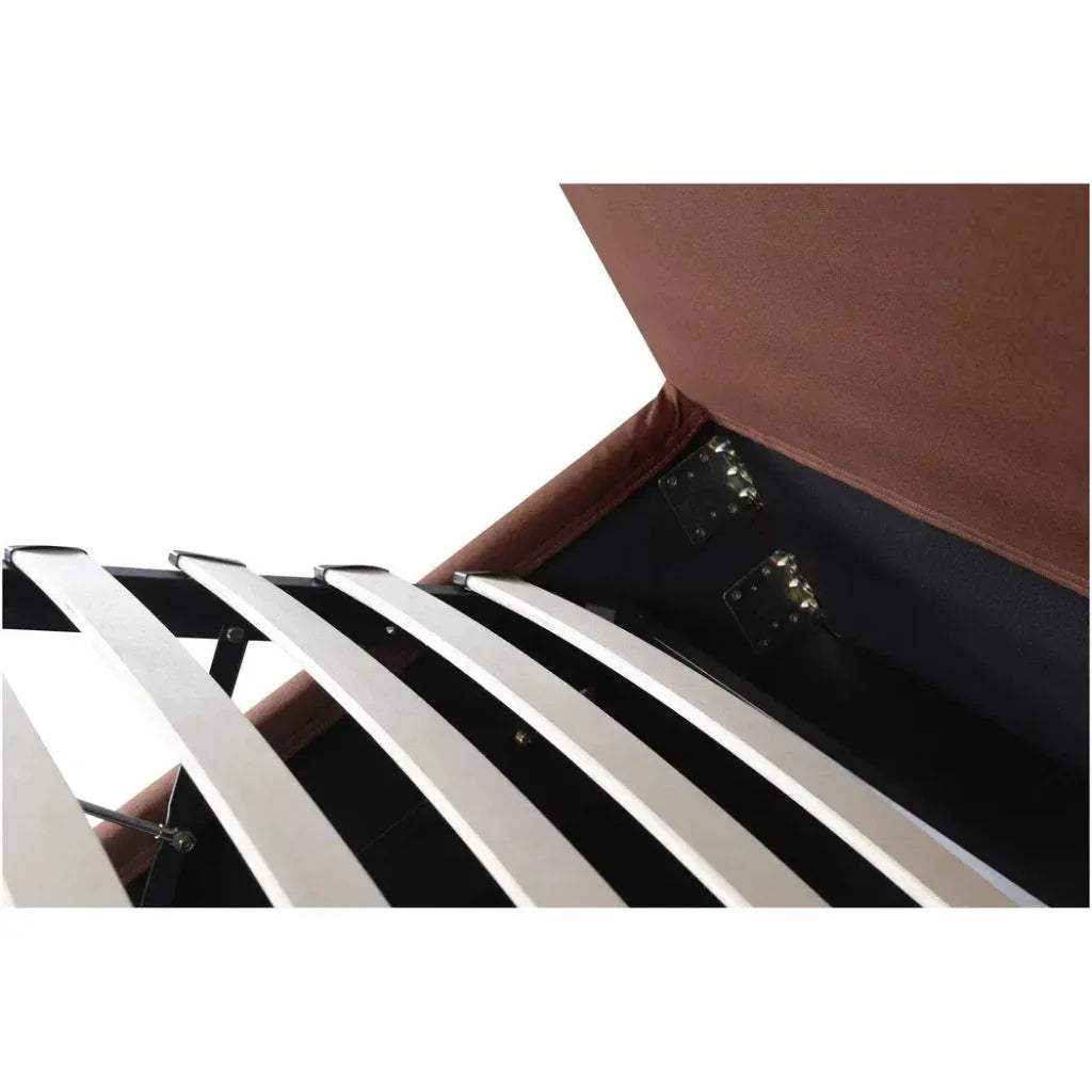 Joan Upholstered Brown Rust Bed With Storage - LOOMLAN - Moe's Home - Beds