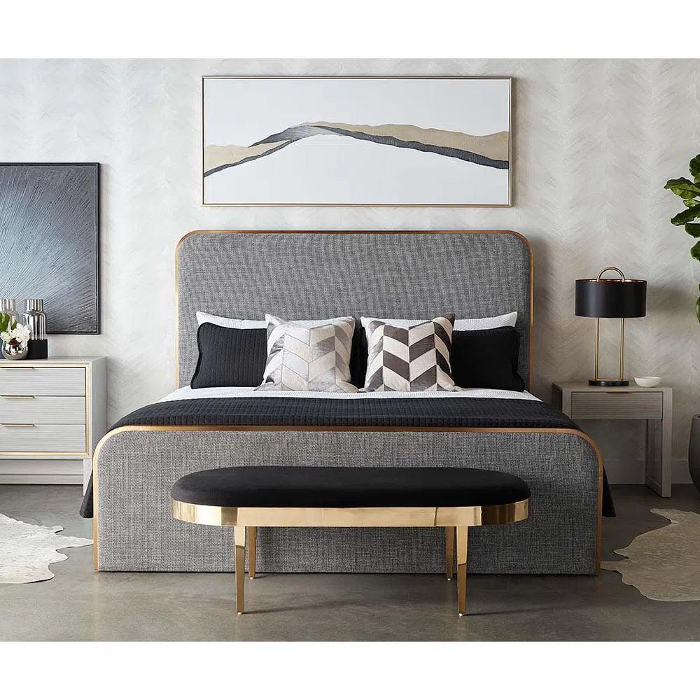 Jolie Bench Black Sky Modern Velvet With - LOOMLAN - SUNPAN - Bedroom Benches