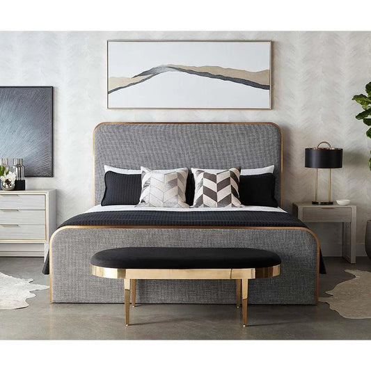 Jolie Bench Black Sky Modern Velvet With - LOOMLAN - SUNPAN - Bedroom Benches