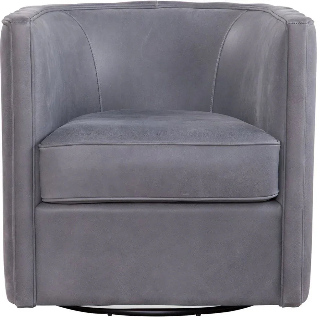 Jones Luxurious Leather Swivel Chair - LOOMLAN - Olivia + Quinn - Club Chairs