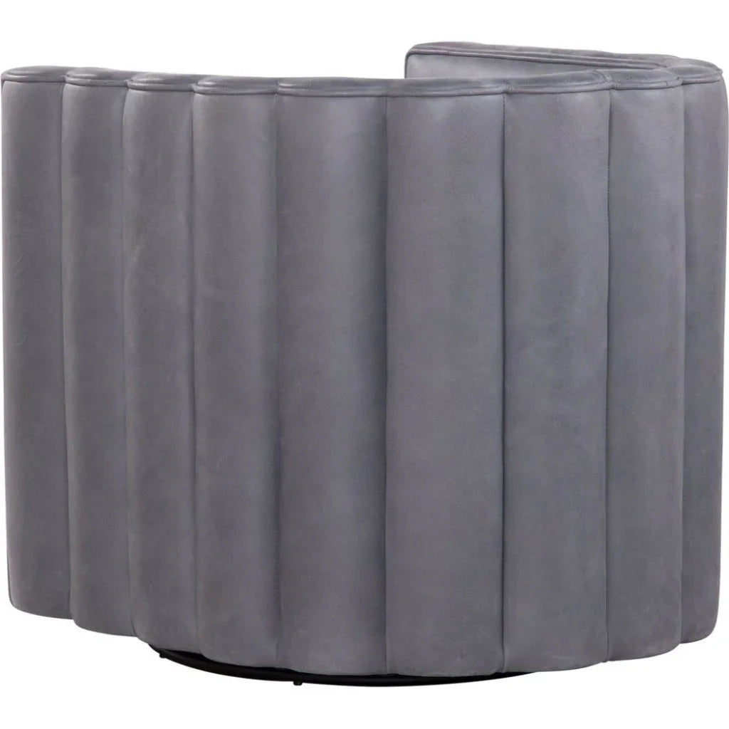 Jones Luxurious Leather Swivel Chair - LOOMLAN - Olivia + Quinn - Club Chairs