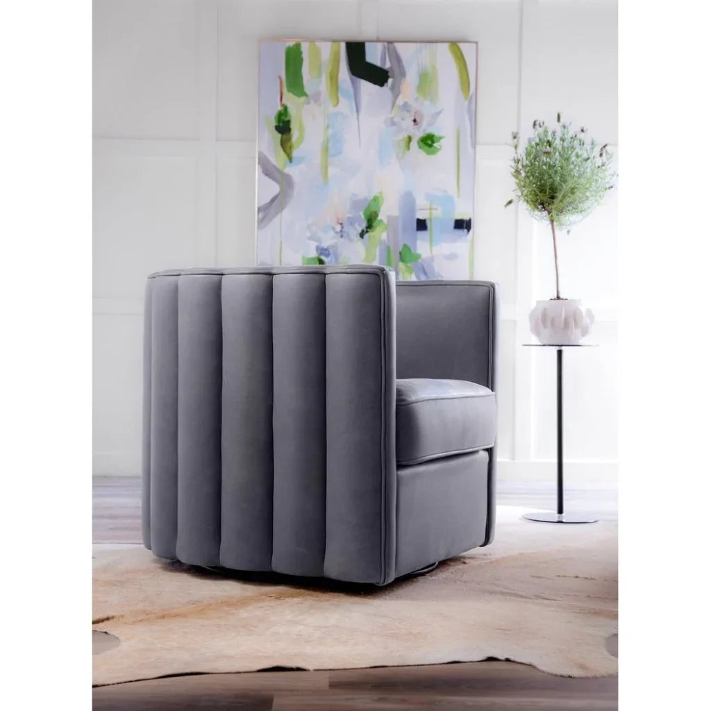 Jones Luxurious Leather Swivel Chair - LOOMLAN - Olivia + Quinn - Club Chairs