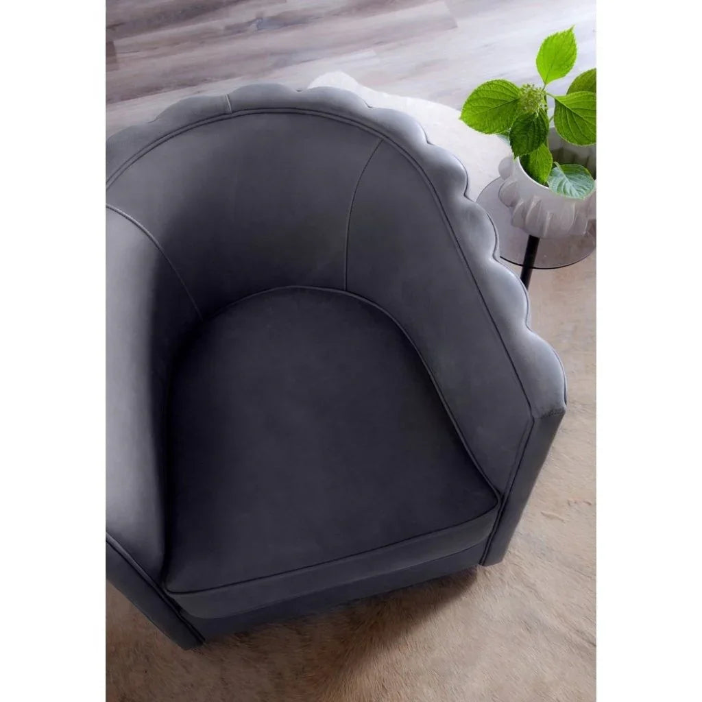 Jones Luxurious Leather Swivel Chair - LOOMLAN - Olivia + Quinn - Club Chairs