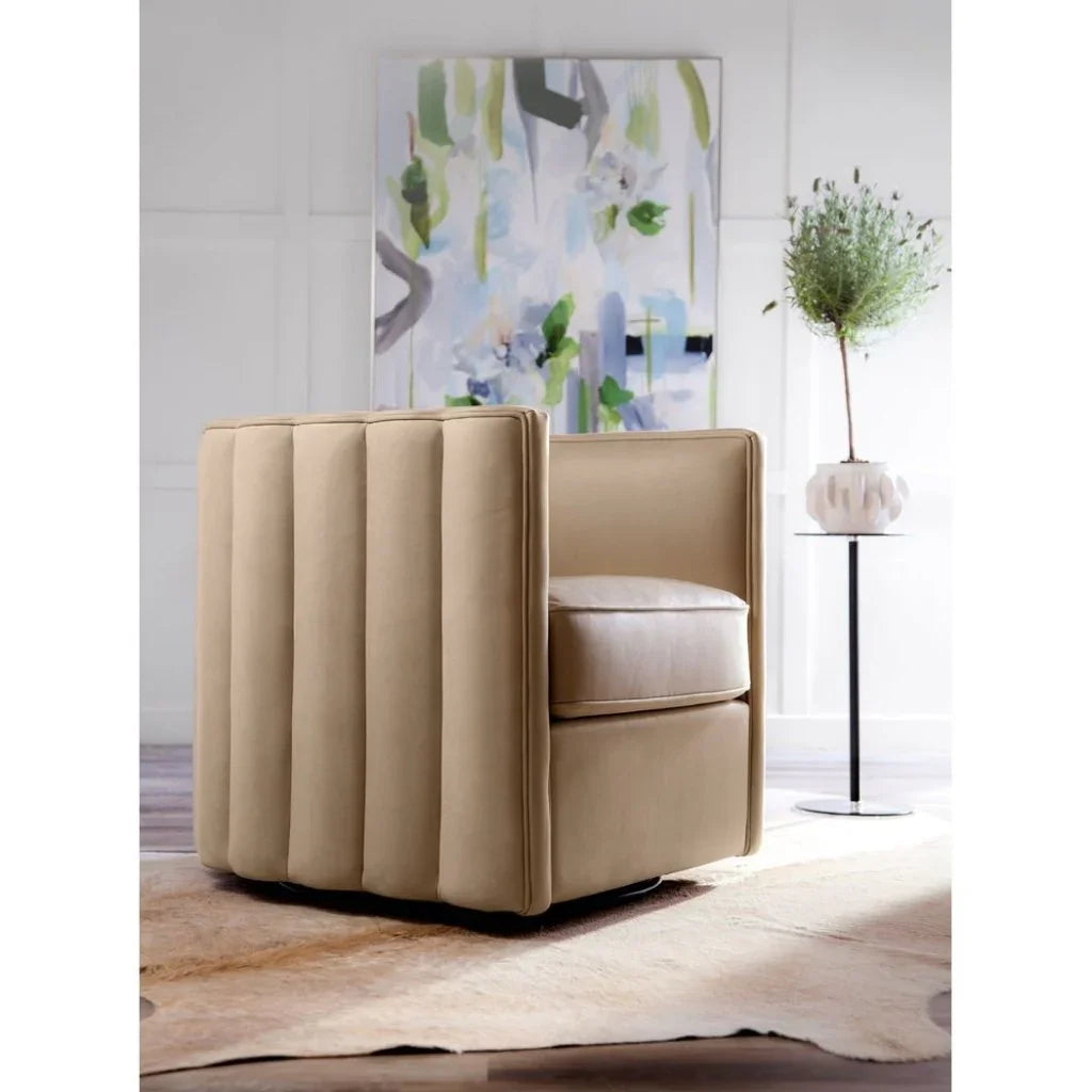 Jones Luxurious Leather Swivel Chair - LOOMLAN - Olivia + Quinn - Club Chairs