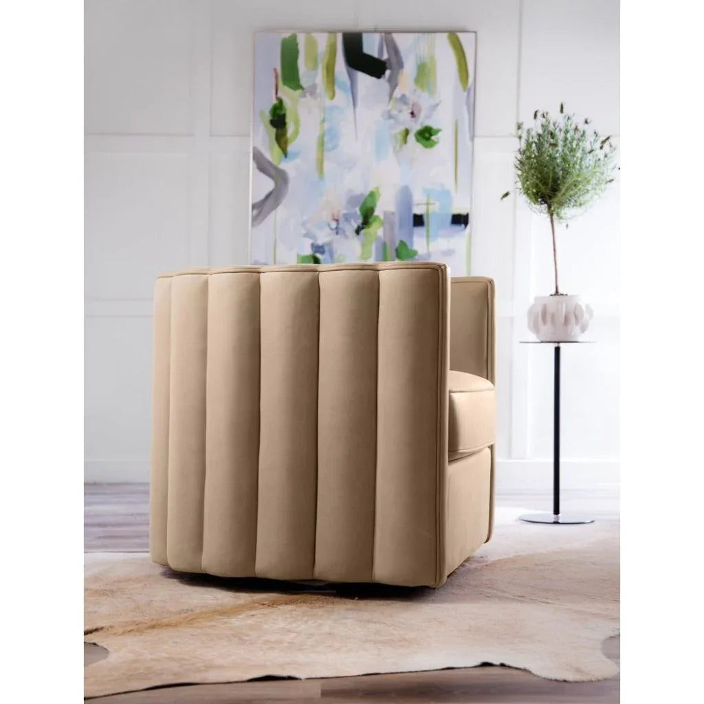 Jones Luxurious Leather Swivel Chair - LOOMLAN - Olivia + Quinn - Club Chairs