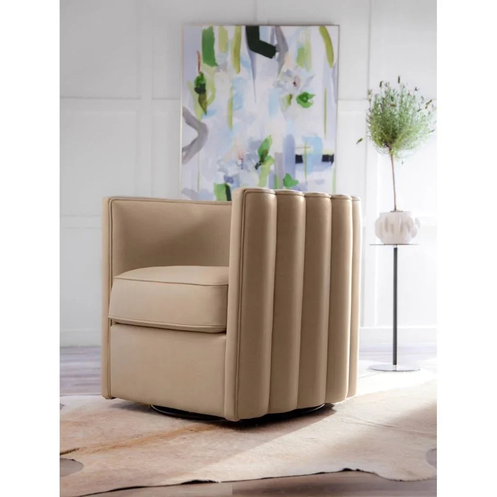 Jones Luxurious Leather Swivel Chair - LOOMLAN - Olivia + Quinn - Club Chairs