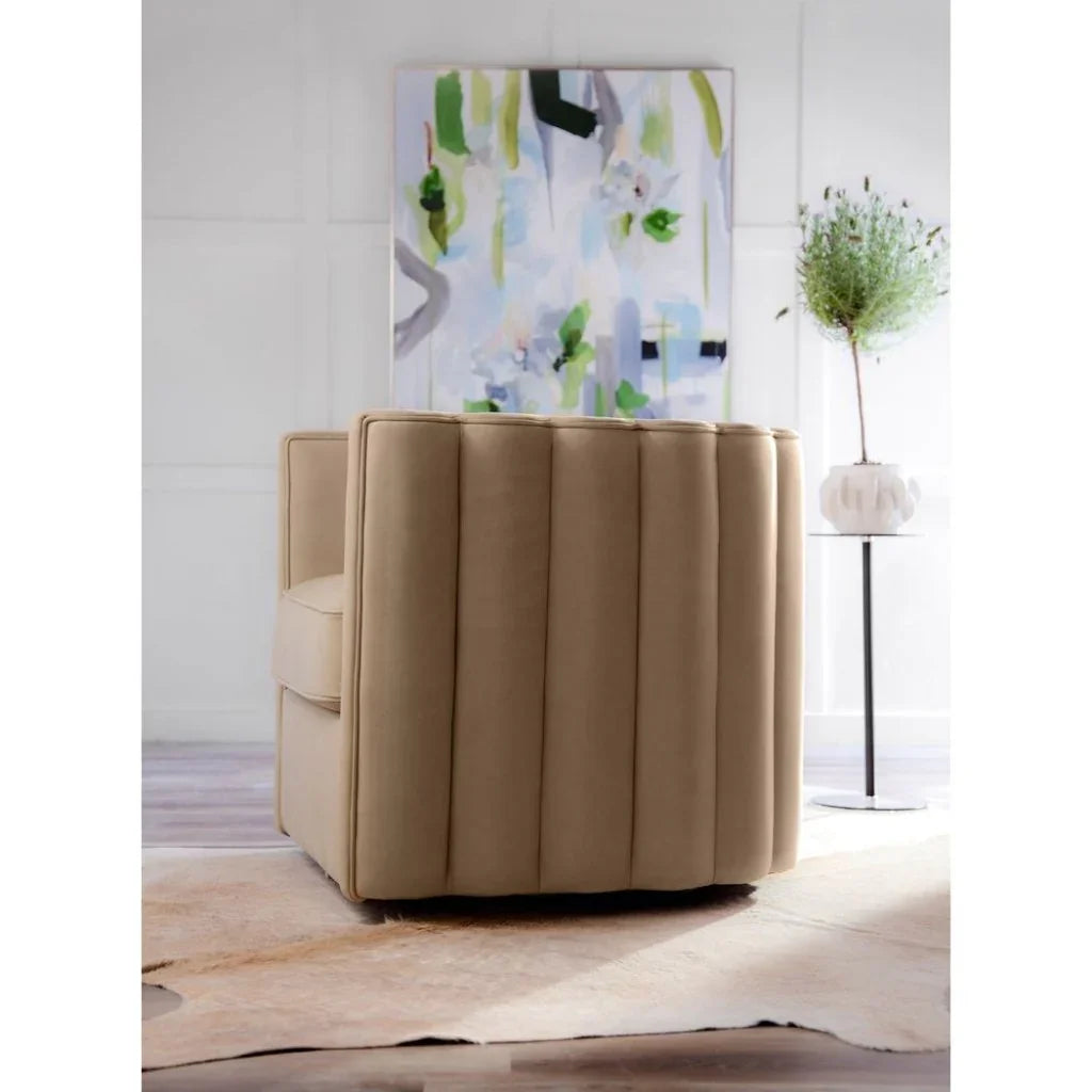 Jones Luxurious Leather Swivel Chair - LOOMLAN - Olivia + Quinn - Club Chairs