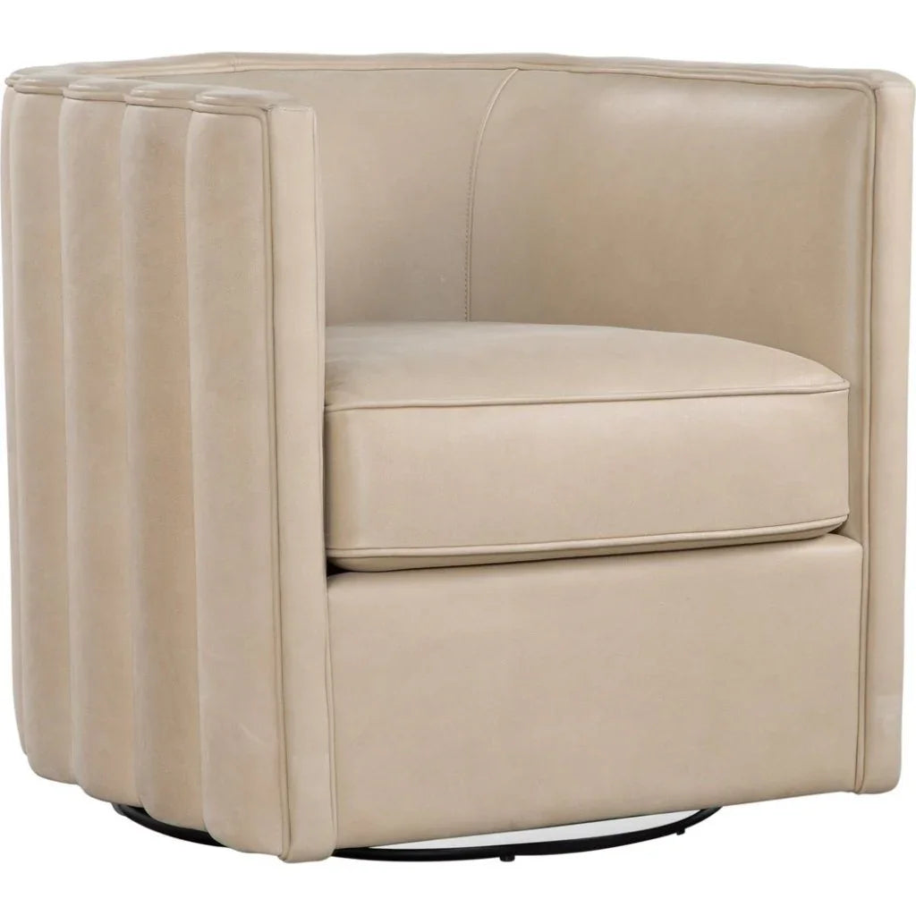 Jones Luxurious Leather Swivel Chair - LOOMLAN - Olivia + Quinn - Club Chairs