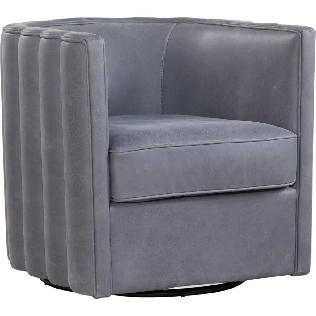 Jones Luxurious Leather Swivel Chair - LOOMLAN - Olivia + Quinn - Club Chairs