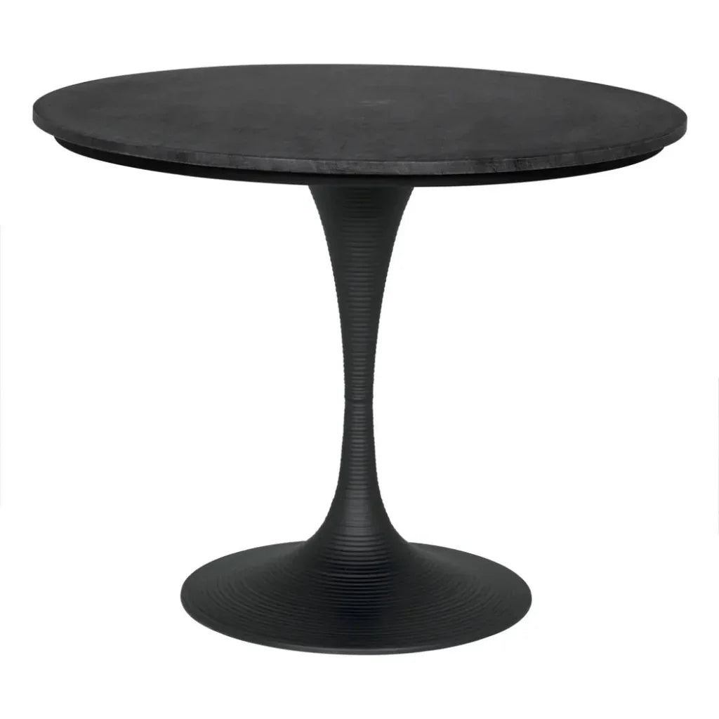 Joni Marble Top Round Dining Table-Dining Tables-Noir-Black-LOOMLAN