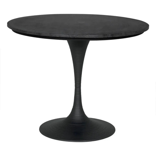 Joni Marble Top Round Dining Table-Dining Tables-Noir-Black-LOOMLAN