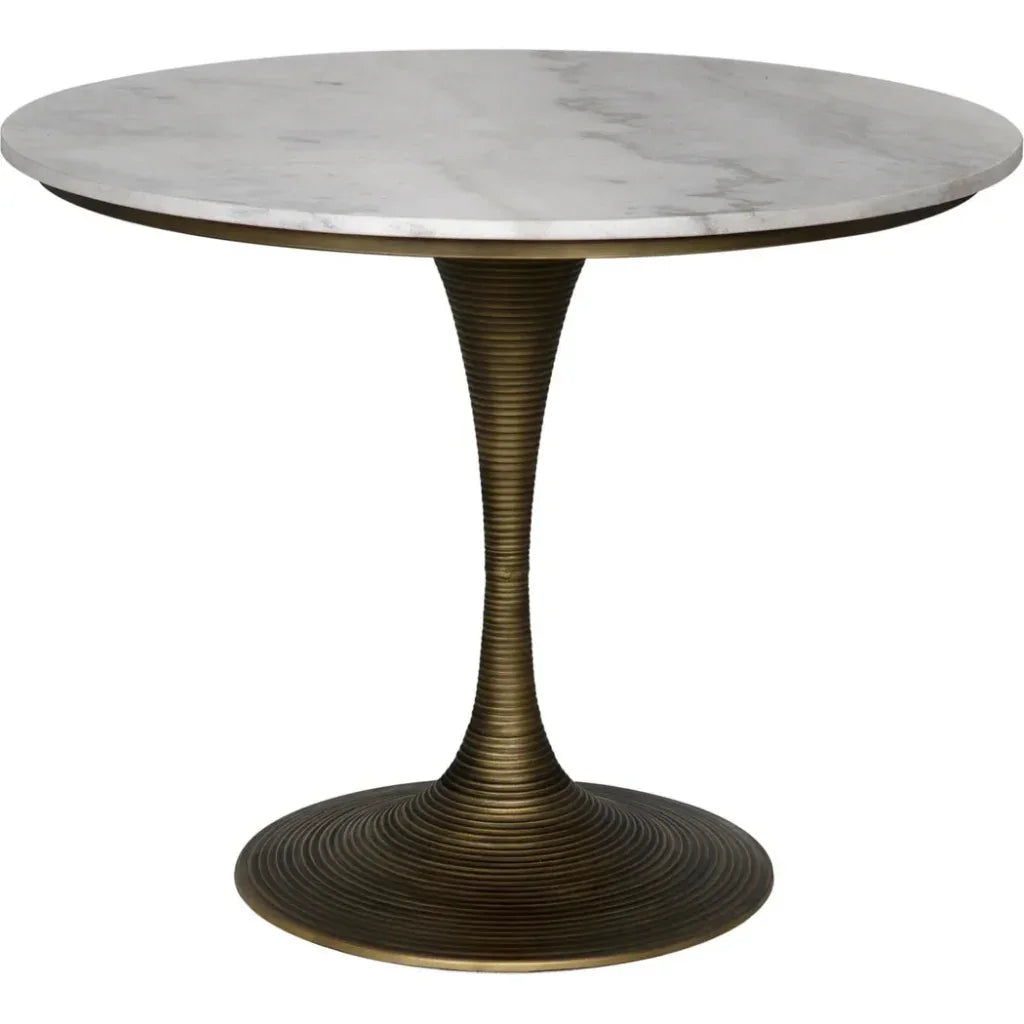Joni Marble Top Round Dining Table-Dining Tables-Noir-Brown-LOOMLAN
