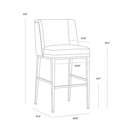 Joplin Leather Barstool - LOOMLAN - SUNPAN - Bar Stools