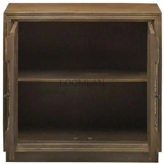 Brown Chiseled 2 Door Small Credenza Sunburn - LOOMLAN - LOOMLAN - Sideboards